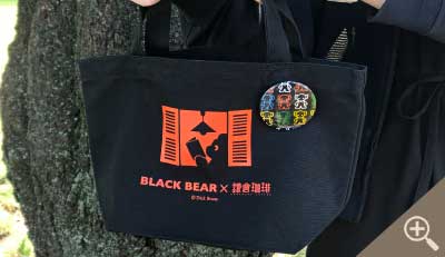 BLACK BEAR × 鎌倉珈琲 コラボ限定 缶バッジ付きミニトート/ブラック